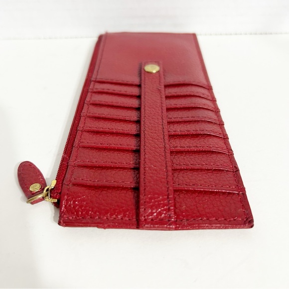 LODIS Leather Long Stacker Credit Card Organization Wallet Slim Red Fully Lined - Picture 7 of 10